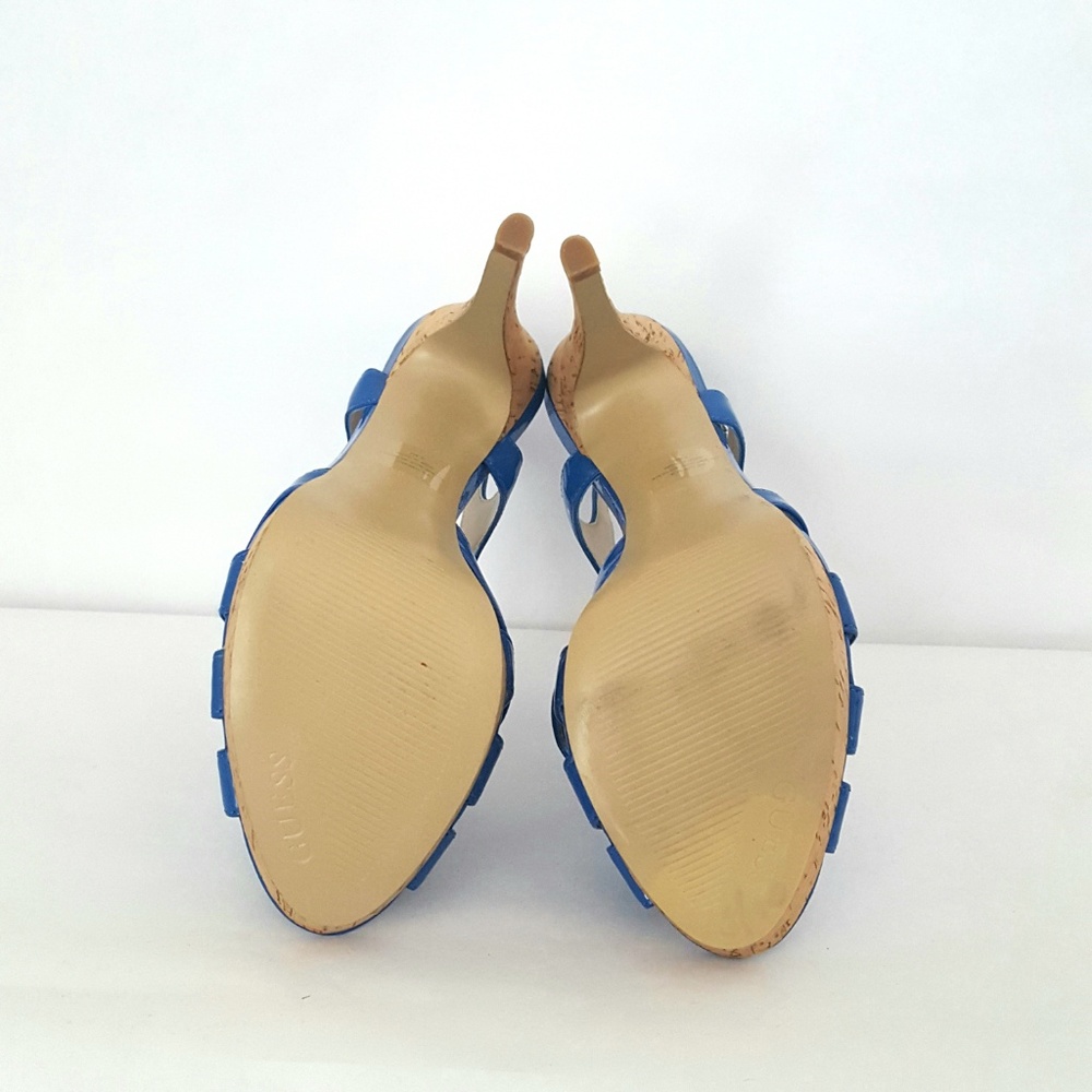 GUESS Blue Cork Platform ALEENA Sandal Size US 6.5 - Picture 5 of 6